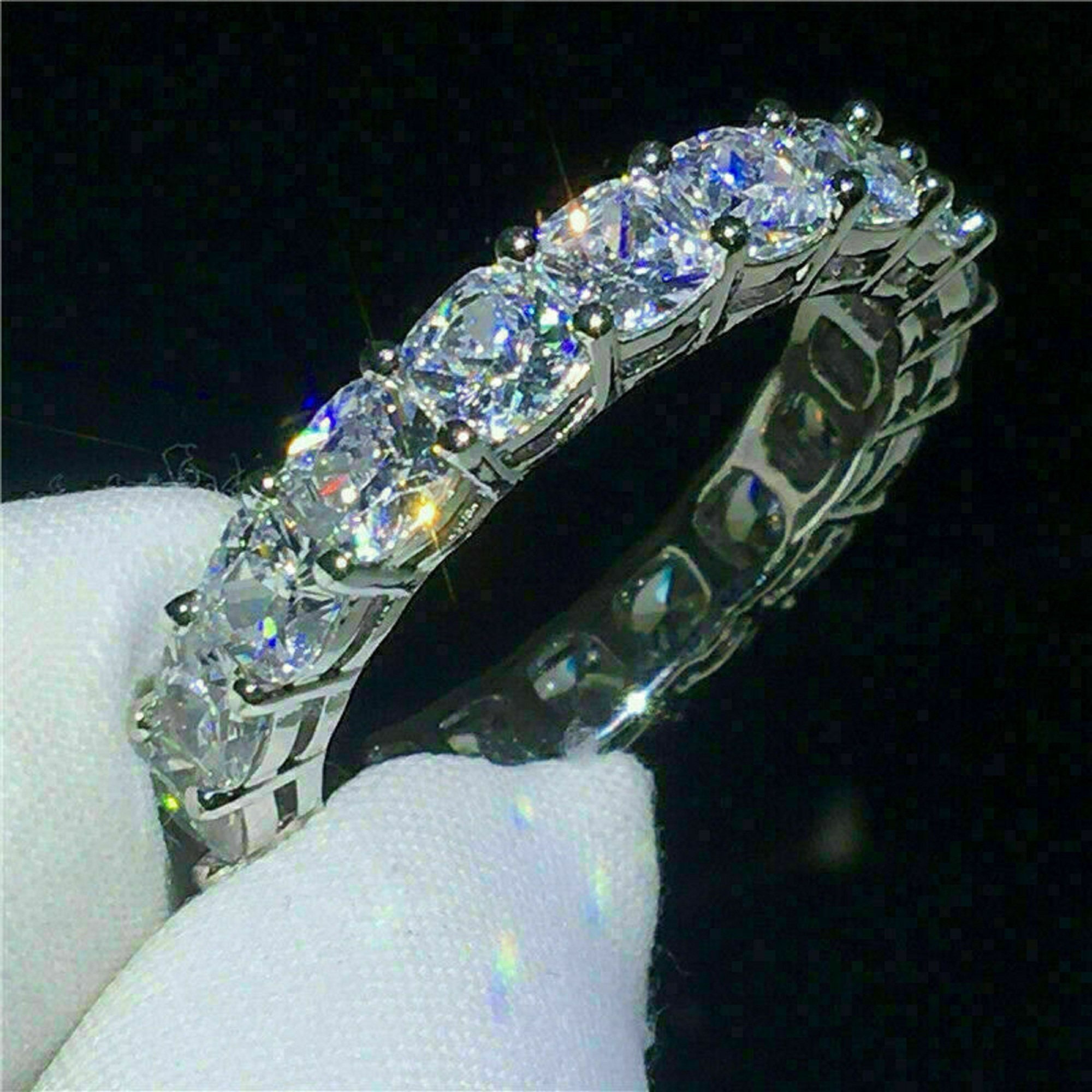 2Ct CushionCut Simulated Diamond Full Eternity Wedding Band Etsy
