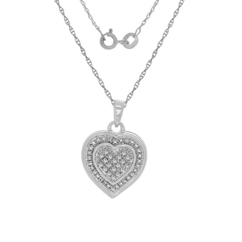Christmas Special Round Cut DVVS1 Simulated Diamond Heart Pendant W18 Chain 14K White Gold Over 925 Sterling Silver