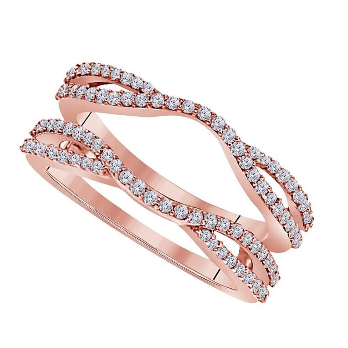 Women Anniversary Wedding Band Enhancer Guard Double Chevron Etsy