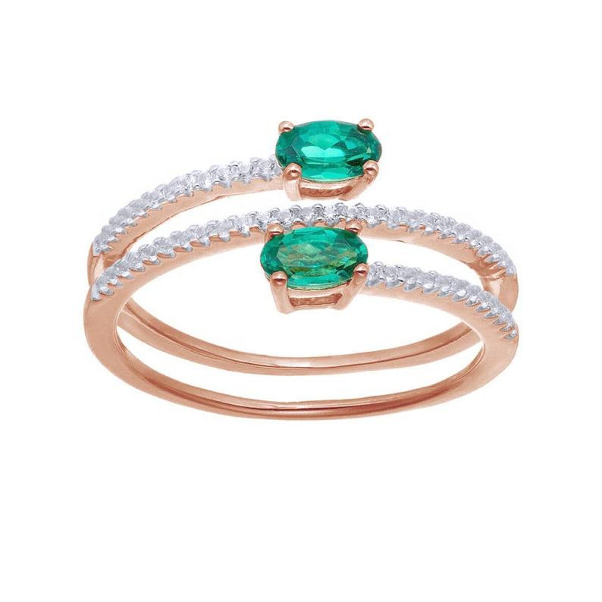 Green Emerald and Diamond Ring Wrap Around Ring Spiral Etsy