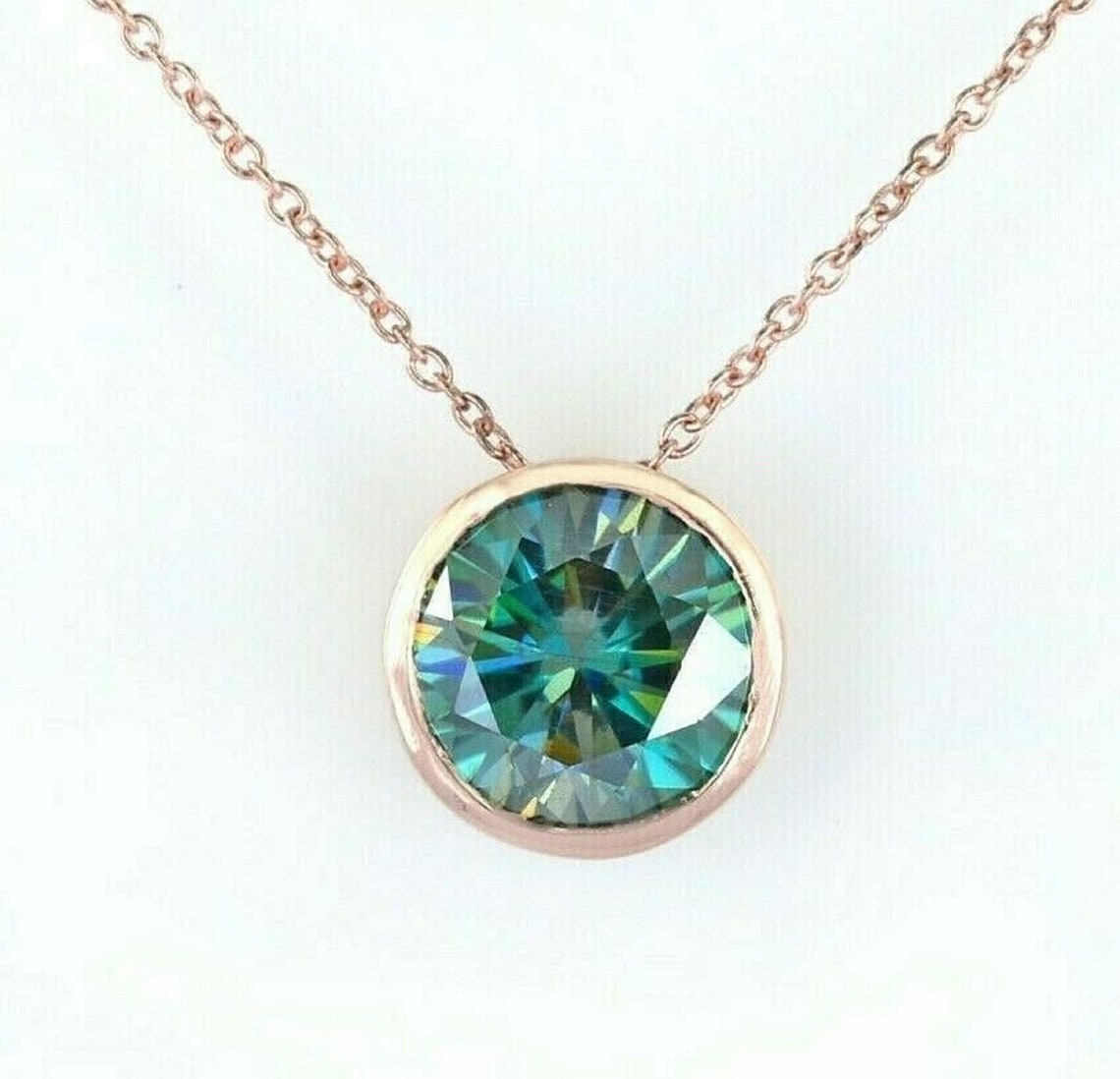 2 CT Elegant Blue Diamond Pendant Women's Solitaire Etsy