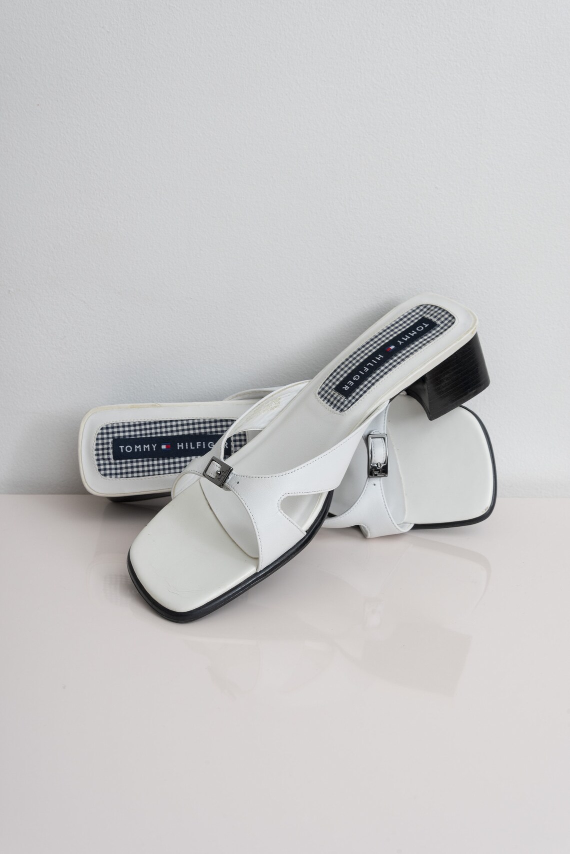 tommy hilfiger cleated chunky sole mules