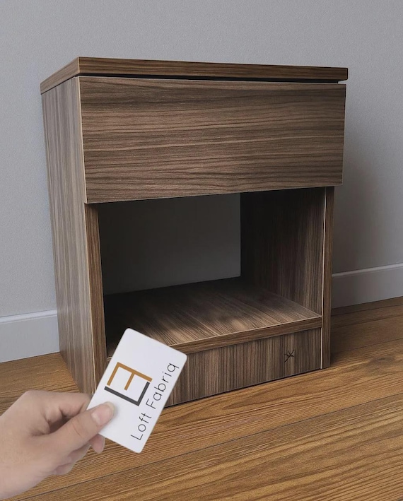 Modern Nightstand with Hidden RFID Safe: Lockable Bedside Table Fully Assembled