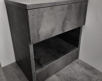 Comodino moderno con cassaforte RFID nascosta: tavolino da comodino con serratura, completamente assemblato.