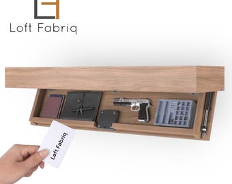Plank met verborgen compartimenten met RFID-slot — zwevende plank voor geheime opslag — Wapenkluis — MDF