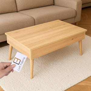Hidden Compartment Coffee Table with RFID Lock – Modern Secure Storage Table – Solid Wood Legs – Oak, Walnut, Anthracite Colors