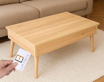 Hidden Compartment Coffee Table with RFID Lock – Modern Secure Storage Table – Solid Wood Legs – Oak, Walnut, Anthracite Colors