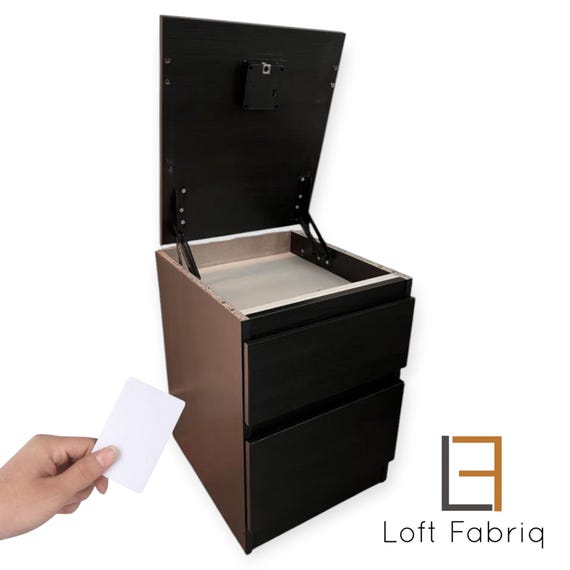 Comodino Con Scomparto Nascosto - Design Mid-Century Moderno Con Van Segreto Per Oggetti Di Valore (Marrone, Grande) - Foto 8