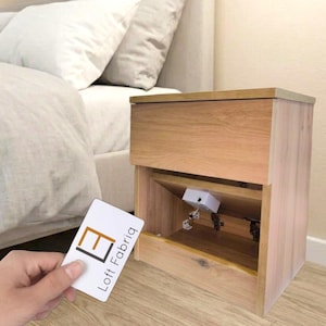 Modern Lockable Nightstand with Hidden Safe – RFID Secret Compartment Bedside Table - Fully Assembled