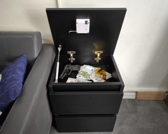 Fully Assembled – Modern Nightstand with Hidden RFID Safe – Secure Bedside Cabinet