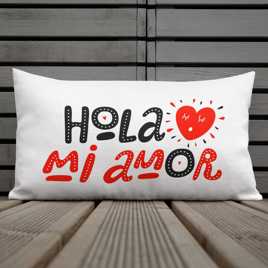 Hola Mi Amor Premium Pillow 20x12 Inches Valentine's Day - Etsy