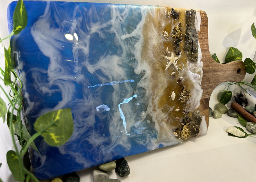 Ocean Waves and Beach Scene on Wood Etsy