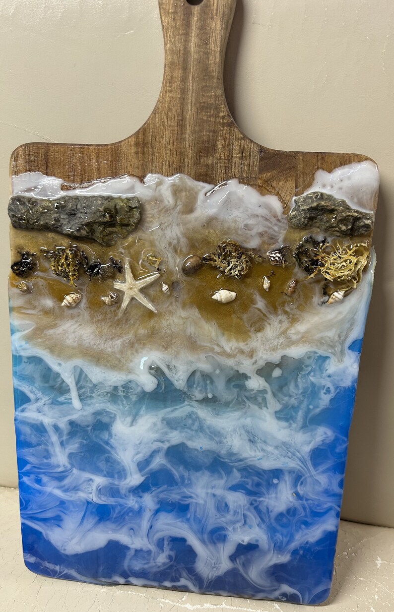 Ocean Waves and Beach Scene on Wood Etsy