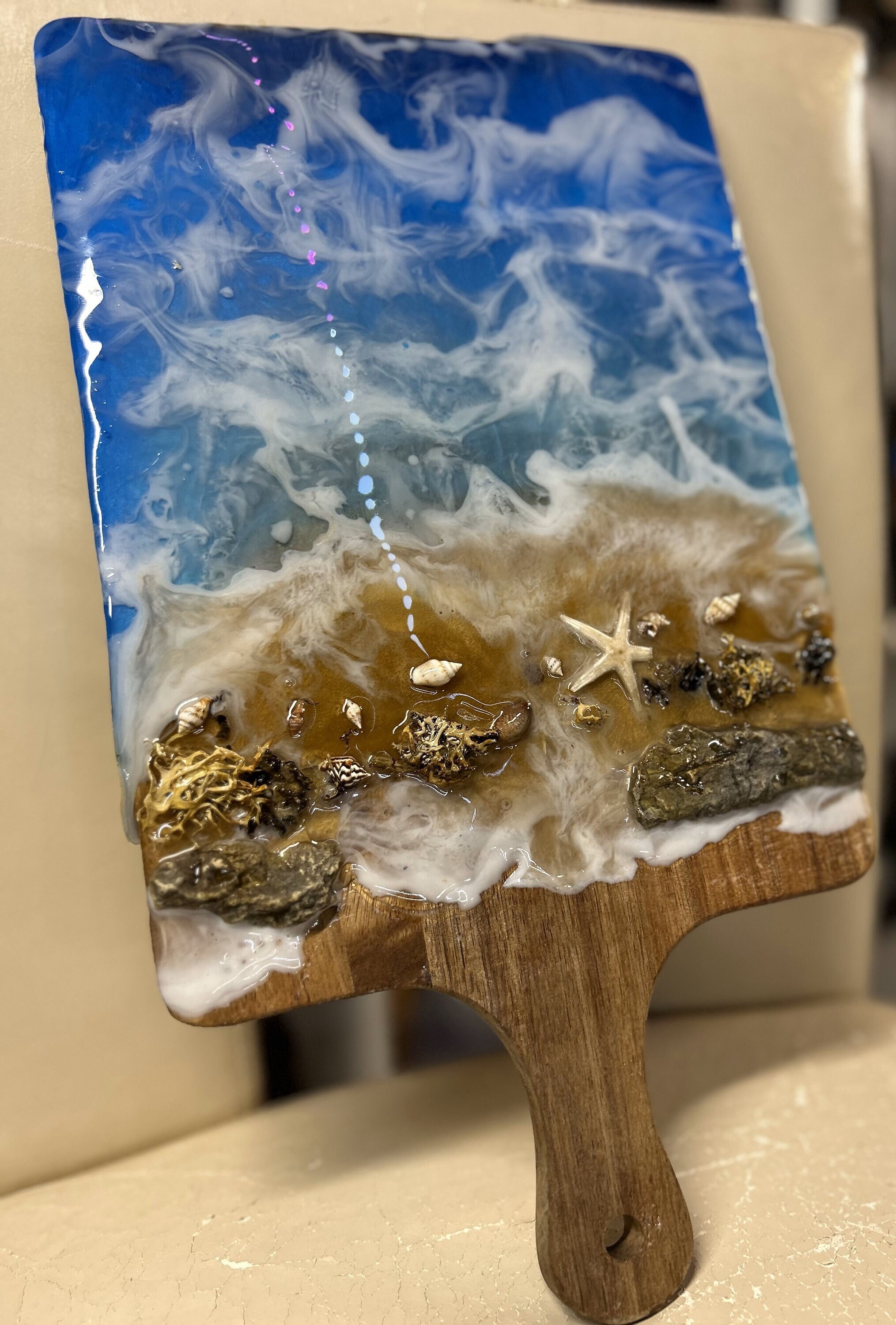 Ocean Waves and Beach Scene on Wood Etsy