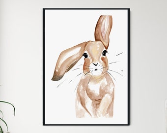 Floppy Ear Bunny Watercolour Painting Print | Home Decor | Wall Art | Digital Prints | Easter Bunny | Rabbit Painting Print