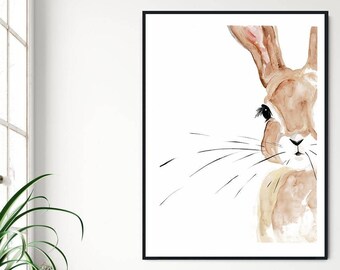 Whiskers Bunny Watercolour Painting Print | Wall Art | Home Decor | Watercolour Prints | Easter Bunny | Nursery Art