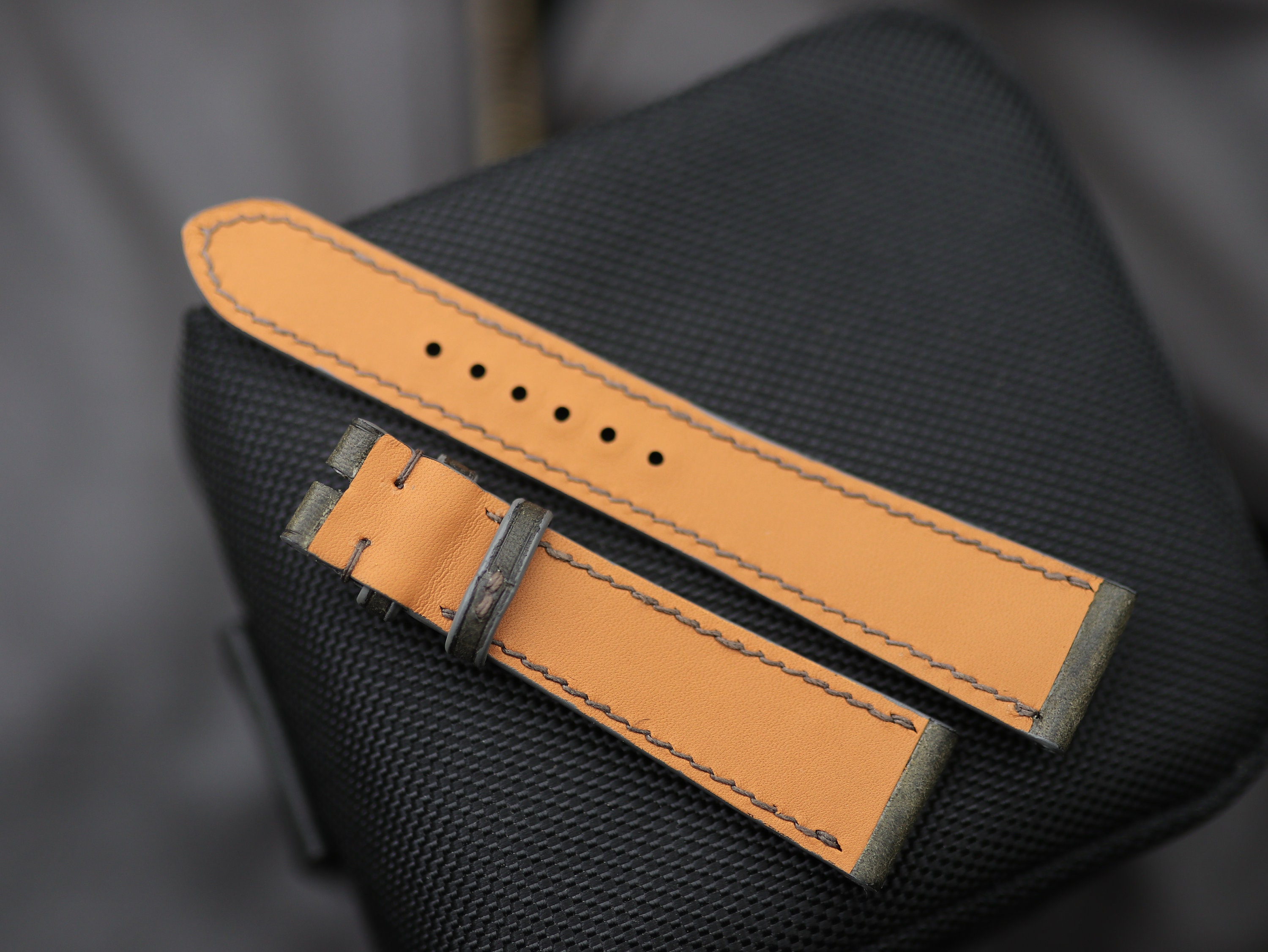 Genuine Italy Leather Watch Strap Gray Olive Watch Strap Etsy