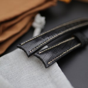 Curved Watch Strap - Genuine Lizard Leather Watch Strap - Curved Lizard Skin Watch Strap - Curved Lizard Skin Strap - Curved Lizard Strap