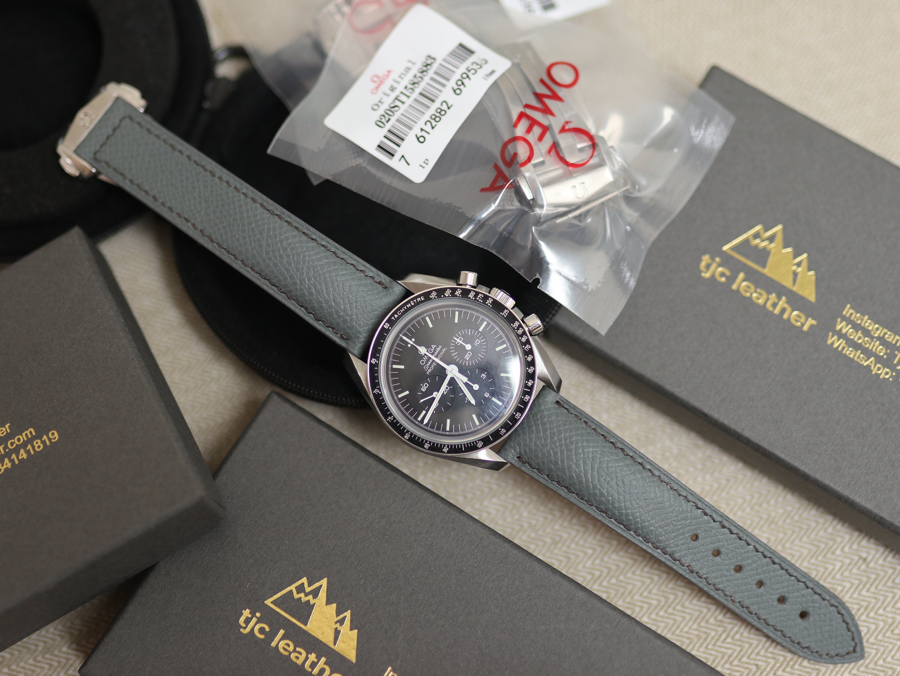 omega leather strap watch