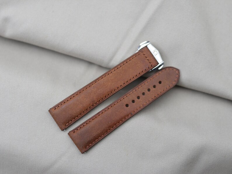 Omega Watch Strap Genuine Italy Leather Watch Strap Brown Etsy