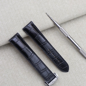 Order To Make Watch Strap - Omega Watch Strap - Genuine Alligator Leather Strap for Speedmaster/Moonwatch/Seamaster