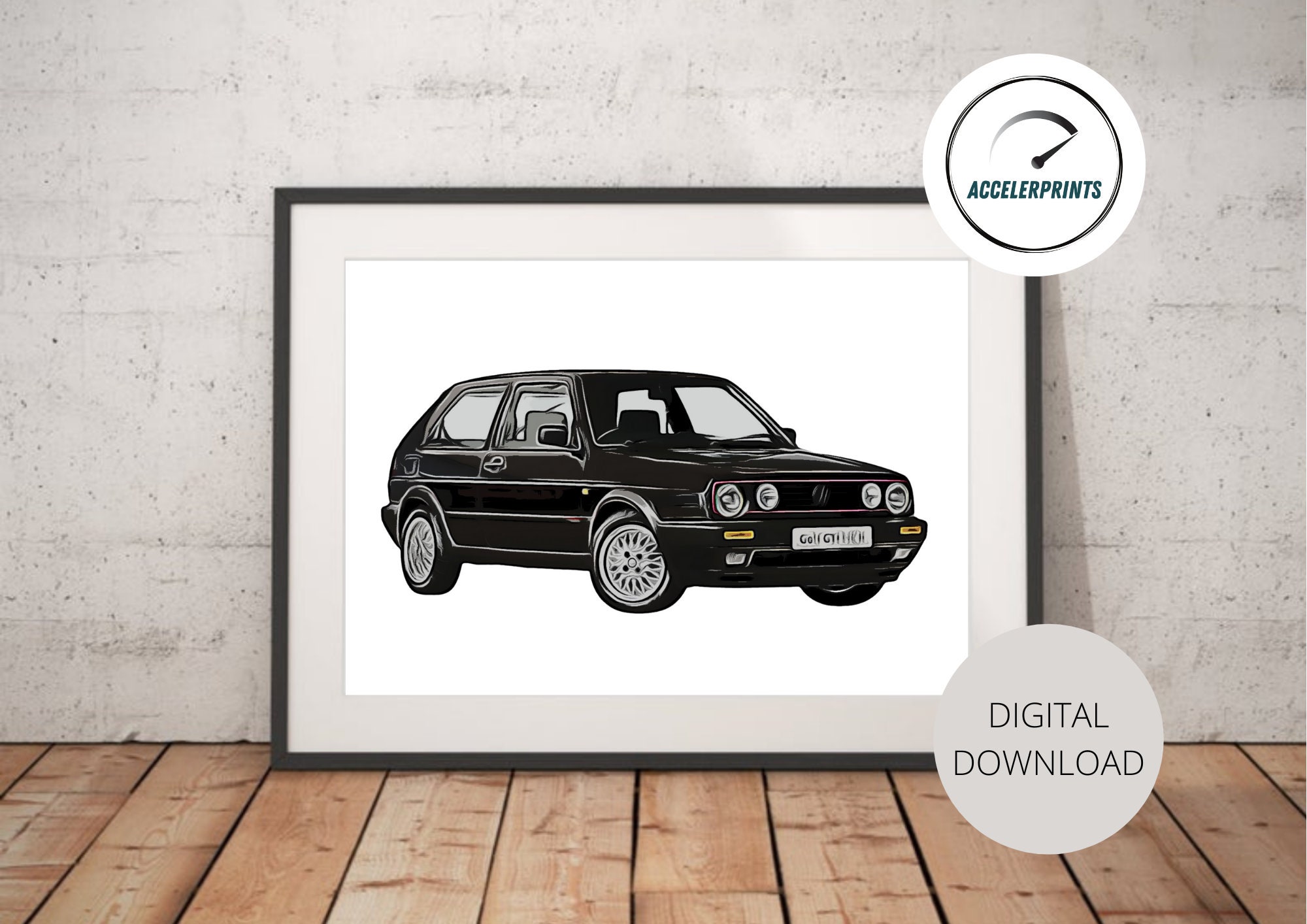 Classic Car vw golf gti Artwork vw golf gti poster Car Etsy