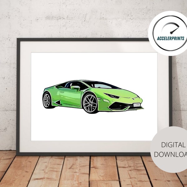 Lamborghini Huracan print, supercar poster, supercar print, supercar artwork, Lamborghini print, DIGITAL DOWNLOAD