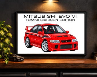 Mitsubishi Evo VI Tommi Makinen Edition Automotive Wall Art | Car Enthusiast Gift | Garage Decor | JDM poster | Car Decor