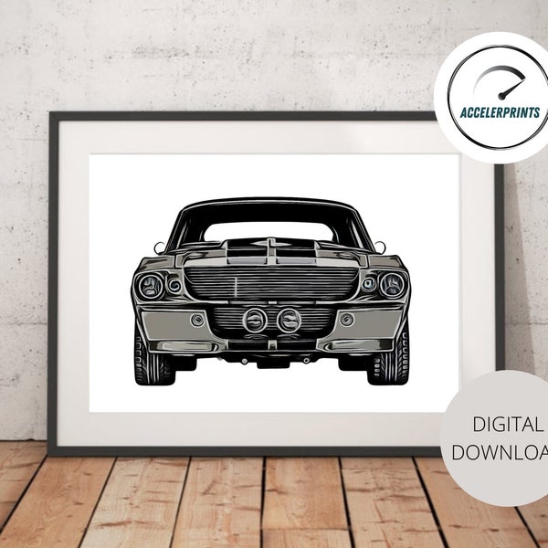 Gone in 60 seconds poster, Shelby gt500 poster , Eleanor poster, Eleanor car drawing, Classic Car print, Classic Car | DIGITAL DOWNLOAD.