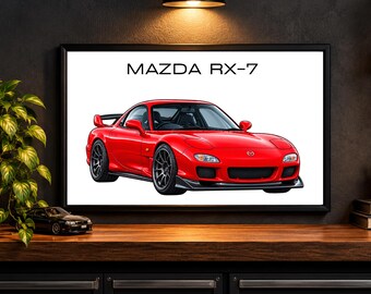Mazda RX-7 Automotive Wall Art | Car Enthusiast Gift | Garage Decor | JDM poster | Car Decor