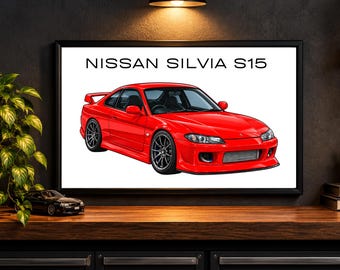 Nissan Silvia S15 Automotive Wall Art | Car Enthusiast Gift | Garage Decor | JDM poster | Car Decor