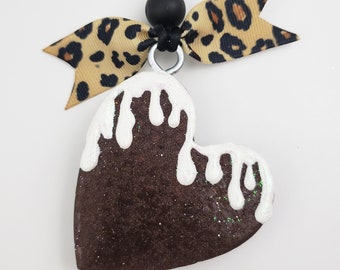 Chocolate Scented Air Freshener Handmade Freshie Aromie Smellie Hanging With Bow and Hand Painted Bead