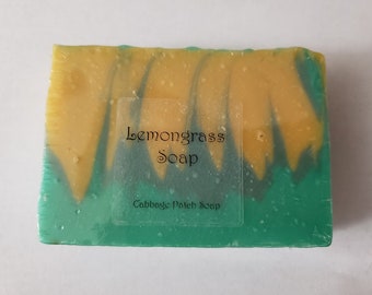 Lemongrass Bar Soap Artisan Handmade Vegan With Organic Coconut Oil Olive Oil Palm Oil Sea Salt Natural Colorful Moisturizing