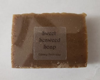 Sweet Seaweed Bar Soap Artisan Handmade Vegan With Organic Coconut Oil Olive Oil Palm Oil Sea Salt Natural Colorful Moisturizing