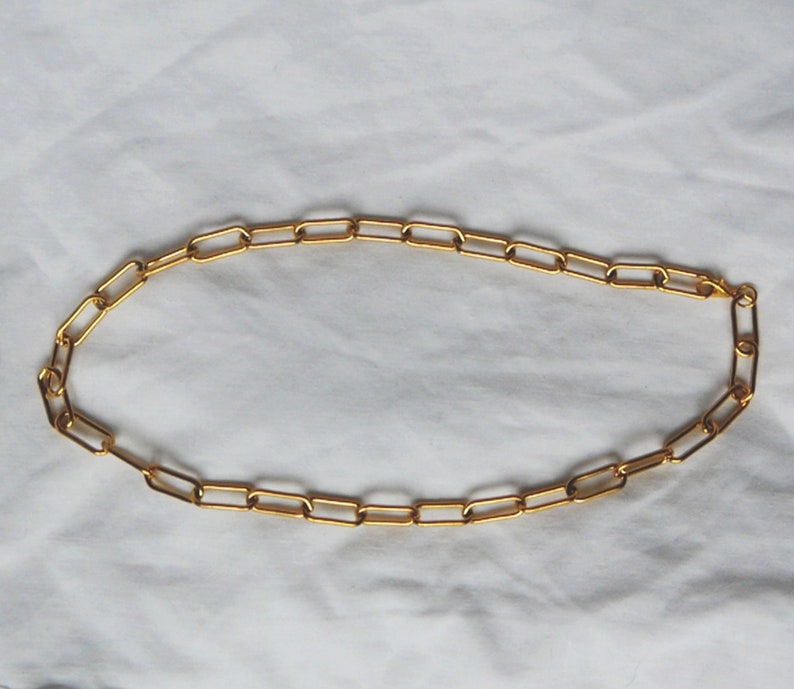 Chunky Paper Clip Brass Chain Necklace