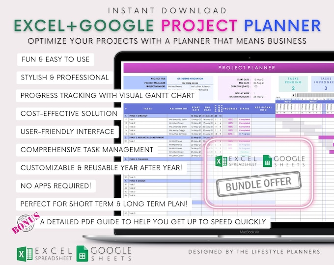 Google Sheets Project Management, the Ultimate Planner, Project ...