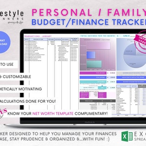 Budget Planner, Finance Tracker, Family Finance, Household Finance Tracker, Income & Expense Template, Budgeting, Net Worth Tracker, Excel