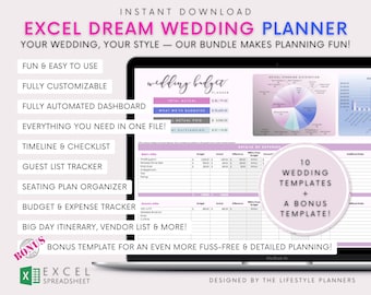 Wedding Planner Excel Templates: Budget, Checklist, Guest List (Digital Download)