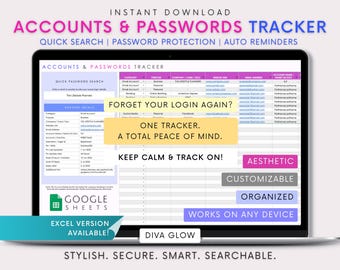 Google Sheets Password Tracker Template (Digital Download)