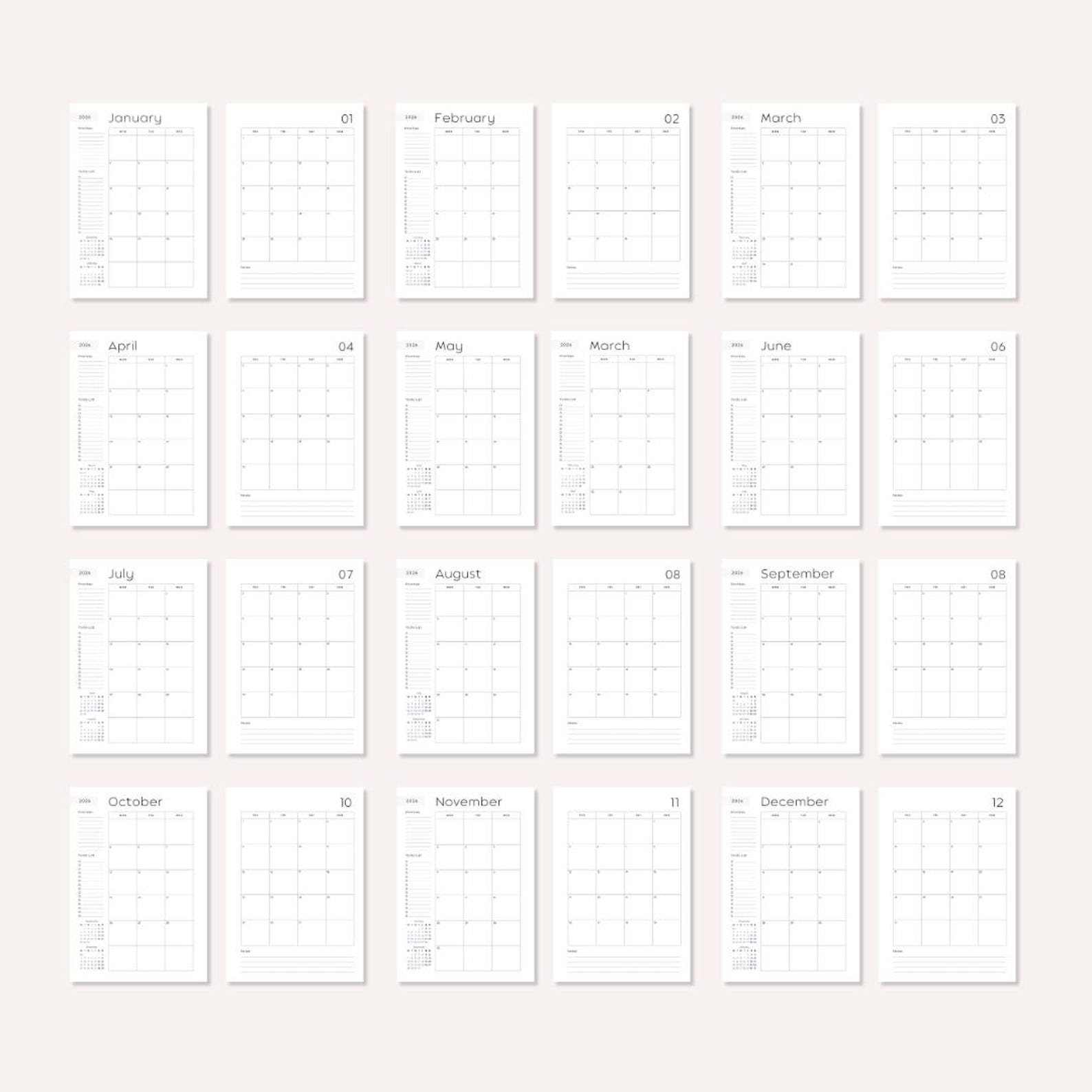 2026 Monthly Planner Printable Editable Canva Digital Planner Calendar ...