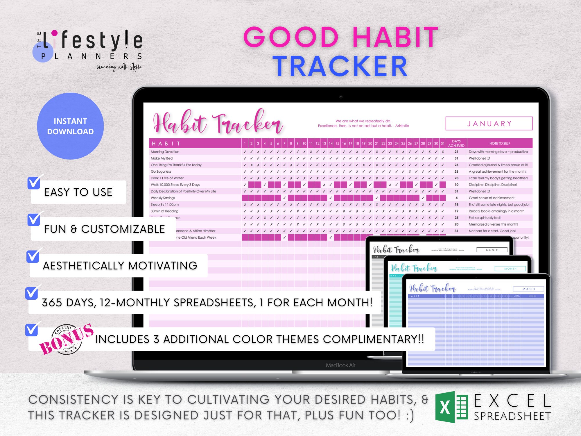 Excel Habit Tracker Daily Habit Tracker Monthly Habit Etsy Australia