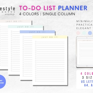 Minimalist To-Do List Printable: Single Column Planner (Digital Download)