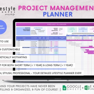 Project Management Template, Project Management Google Sheets, Excel,  Project Planner, Project Tracker, Project Template, Gantt Chart