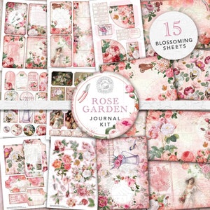 Pegatinas Vintage de flores y plantas, 46 piezas, estilo Ins, Collage,  diario, planificador, etiqueta de rosa