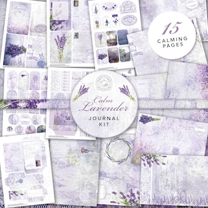 Calm Lavender Junk Journal Printable Kit: Digital Download, Lace, Relaxing, Purple, Papers, Postcards, Envelopes, Pockets, Tags, Ephemera,A4