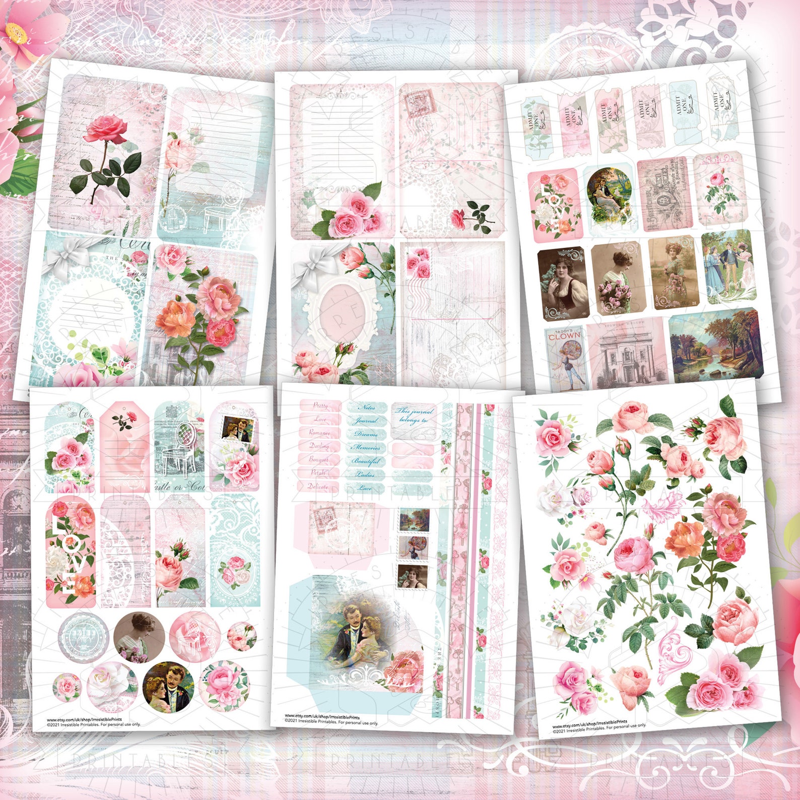 Shabby Chic Junk Journal Printable Kit: Digital Download | Etsy UK