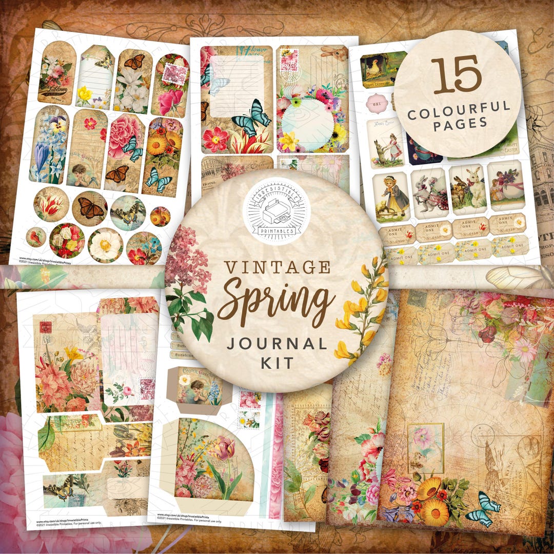 Vintage Spring Flowers Junk Journal Printable Kit: Digital Download ...