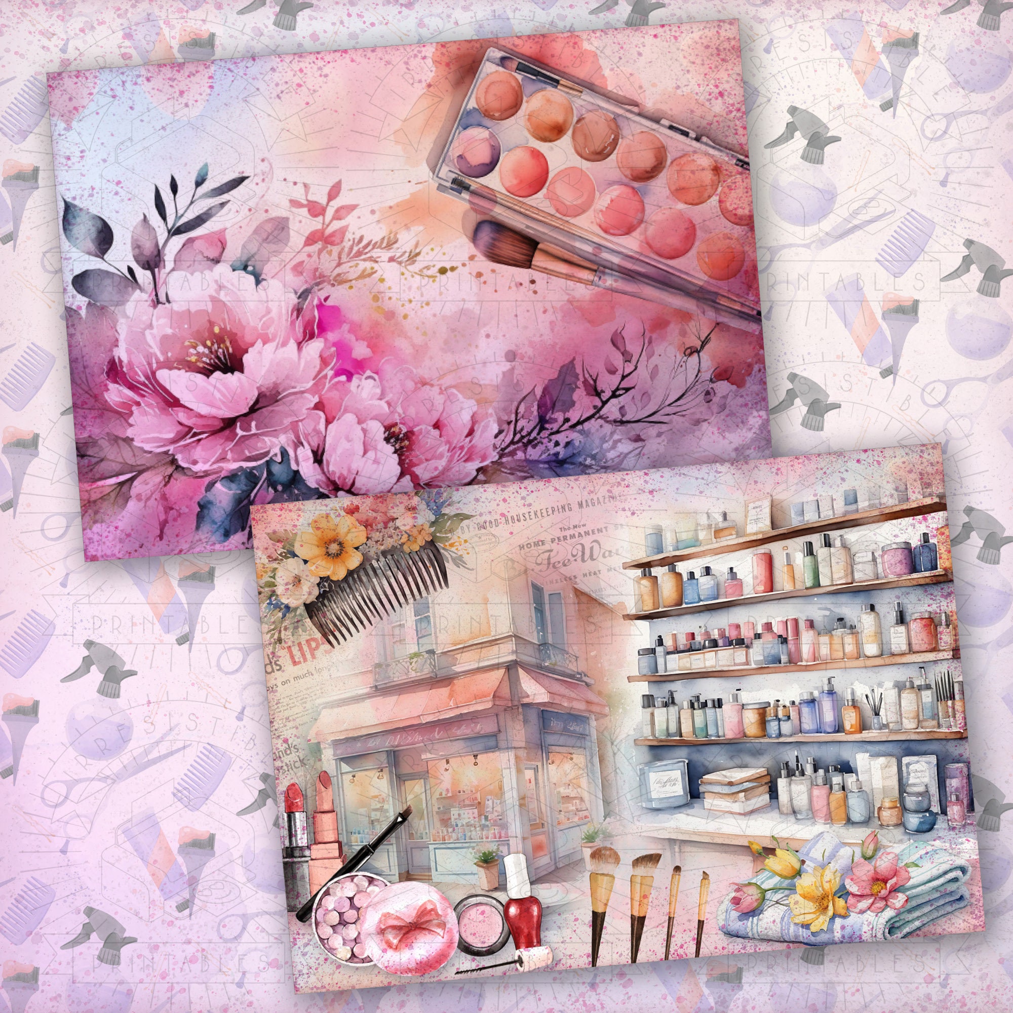 Hair & Beauty Junk Journal Kit: Salon Ephemera, Tags (digital Download ...