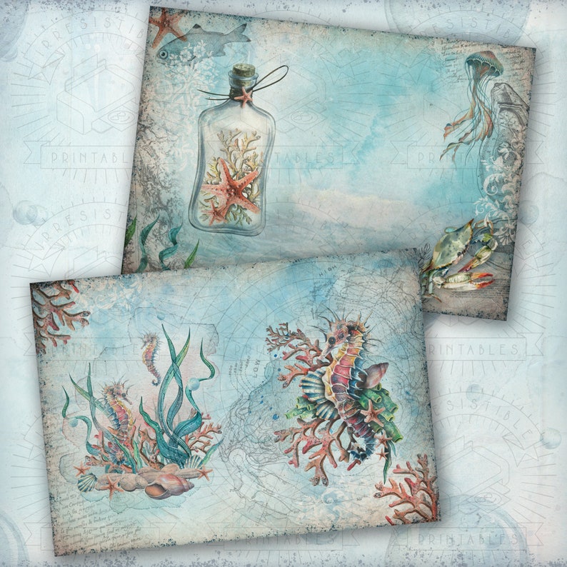 Vintage Ocean Junk Journal Kit: Sea Life Ephemera (digital Download ...