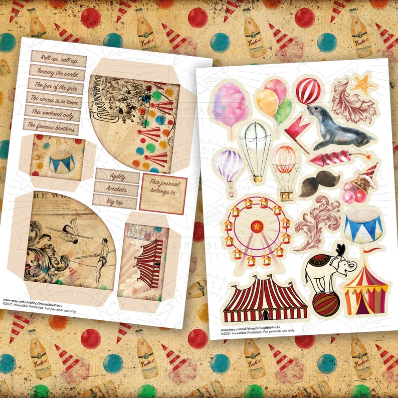 Vintage Circus Junk Journal Printable Kit: Digital Download - Etsy